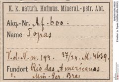 Etiketten zu Topas (NHMW-MIN-Af600)
